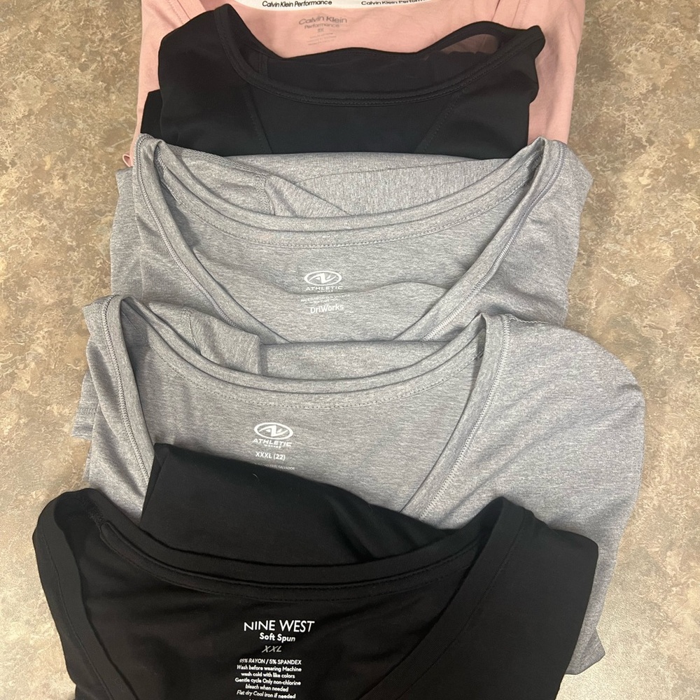 Nine West Short Sleeve Tees - Black, Gray, Pink